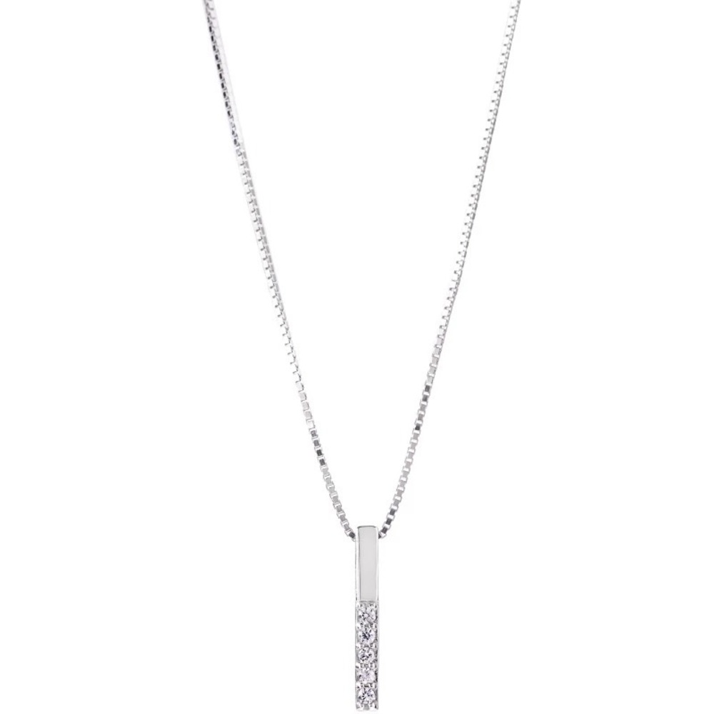 Sterling Silver Simulated Diamond Drop Necklace - Picture 12 of 13